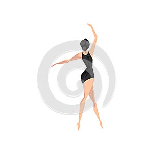 Young slim and beautifull ballerina dancing, classical ballet dance class vector Illustration on a white background