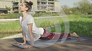 Young slim woman practicing yoga