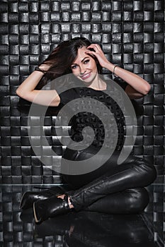 Young smile lady in black clothes