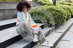 Young Smiling afro American woman portrait outdoors