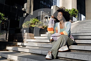 Young Smiling afro American woman portrait outdoors