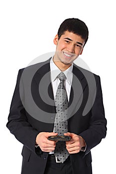 Young smiling asian businessman