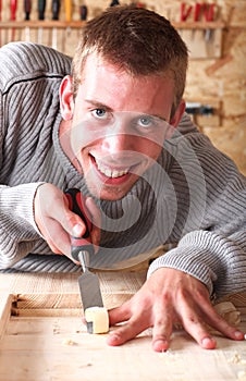 Young smiling carpenter