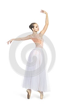 Young, smiling girl dancing the ballet.