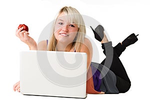 Young smiling girl with laptop