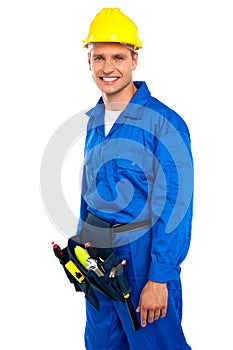 Young smiling industrial contractor