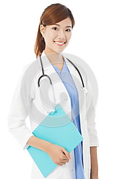 Young smiling professional Doctor with document