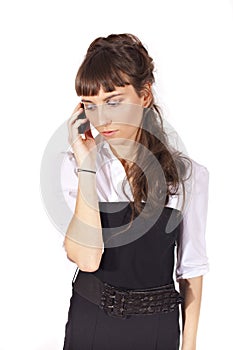 Young smiling woman calling by phone