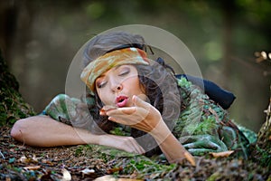 Young smiling woman outdoor in autumn