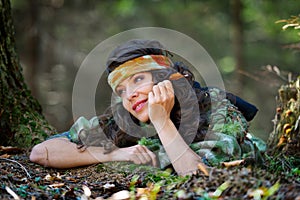 Young smiling woman outdoor in autumn