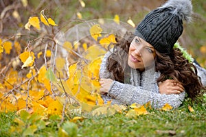Young smiling woman outdoor in autumn