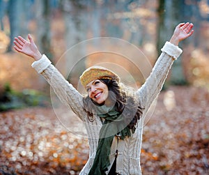 Young smiling woman portrait outdoor