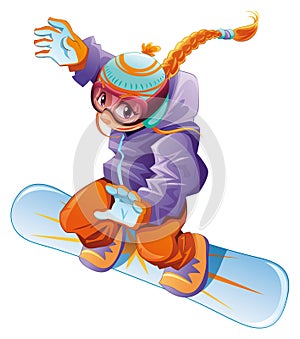 Young snowboarder girl.