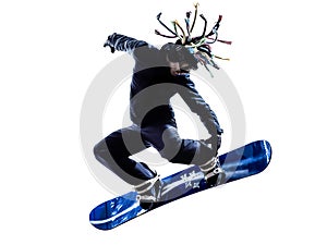 Young snowboarder man silhouette