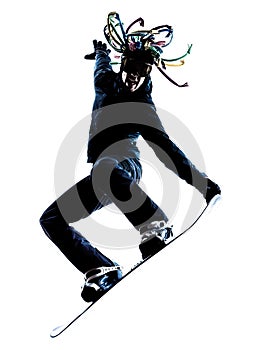 Young snowboarder man silhouette