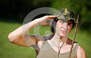 Young soldier salute