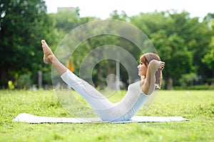 Young sport girl do yoga