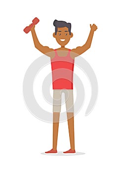 Young Sportive Athlete with Barbell. Sport Concept photo