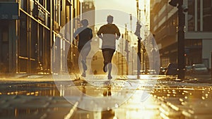 young sports couple are running in the city on the morning, morning run scene, sports lifestile