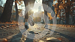 young sports couple are running in the city on the morning, morning run scene, sports lifestile