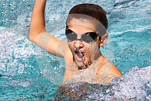 Young sportsman swimming