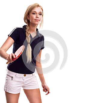 Young sporty woman with a racket ping-pong
