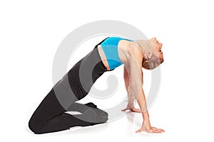 Young sporty woman in the warm-up workout