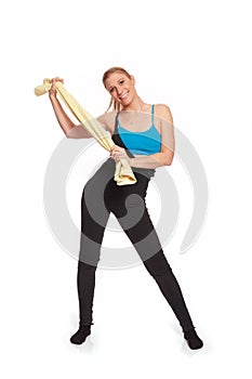 Young sporty woman in the warm-up workout