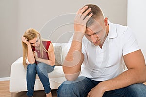 Young stressed couple