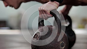 Young Strong Topless Man Doing Push Ups