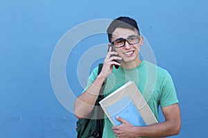 Young student calling by phone
