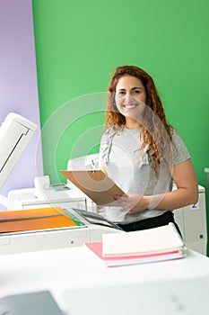 Young student at a copy center