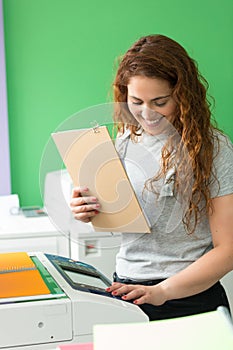 Young student at a copy center