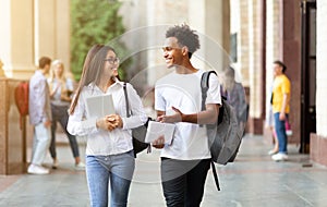 Young student couple going to college class