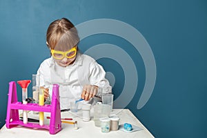 Young student girl in elementary school science class