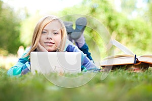 Young student girl with laptop