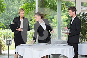 Young student having practical restaurateur test