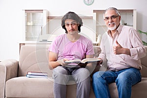 Young student and his father