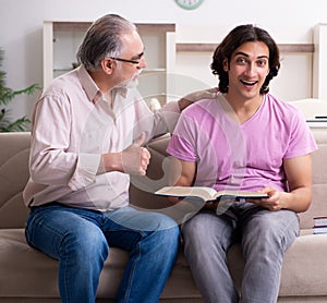 Young student and his father