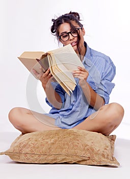 Young Student Reads A Book