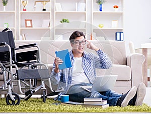 Young student studying at home