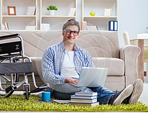 Young student studying at home