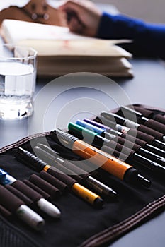 young student studying at home