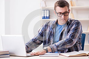 The young student studying over internet in telelearning concept