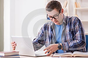 The young student studying over internet in telelearning concept