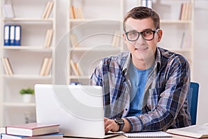 The young student studying over internet in telelearning concept