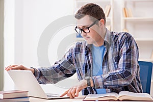 The young student studying over internet in telelearning concept