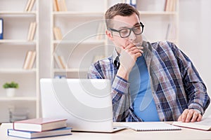 The young student studying over internet in telelearning concept