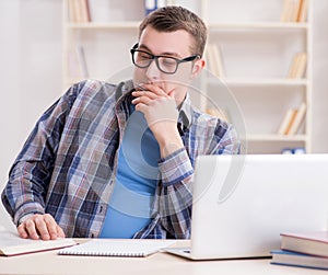 Young student studying over internet in telelearning concept