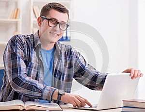 Young student studying over internet in telelearning concept